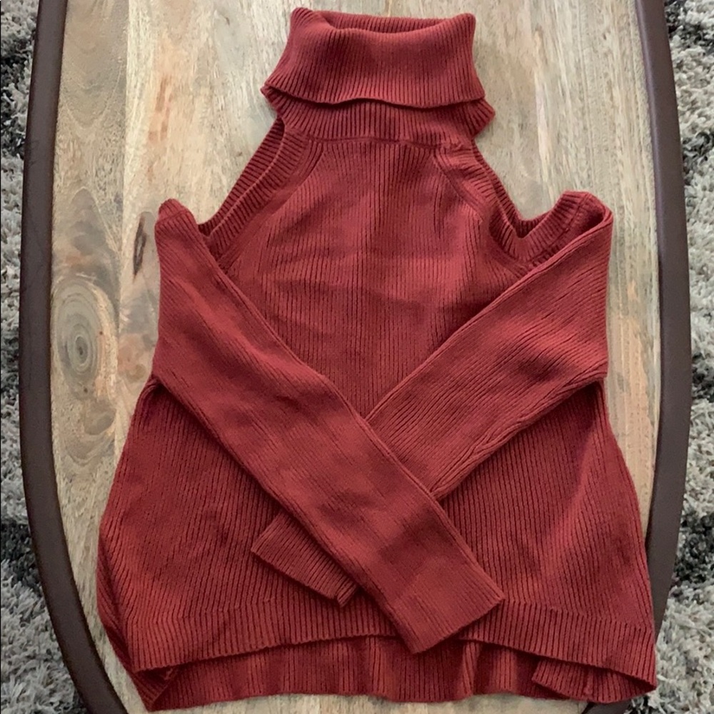Brand new cold shoulder turtle neck sweater